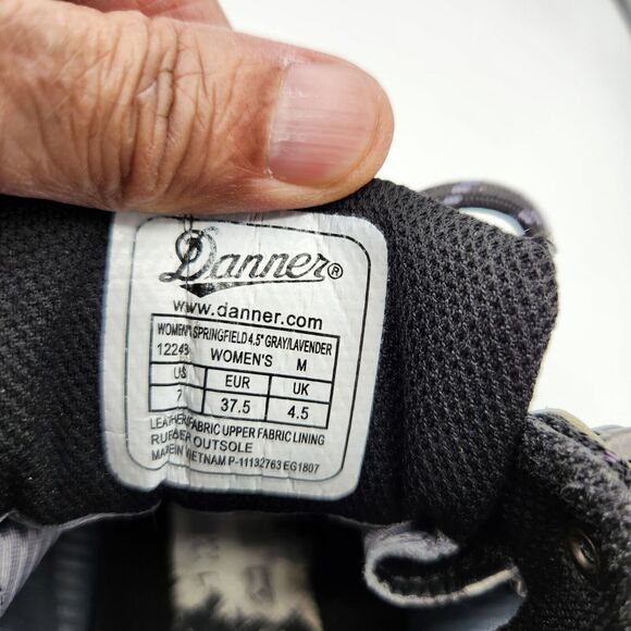 Danner Womens Size 7 Springfield Boot Gray Lavender Black Waterproof Nubuck Mesh - Picture 15 of 15
